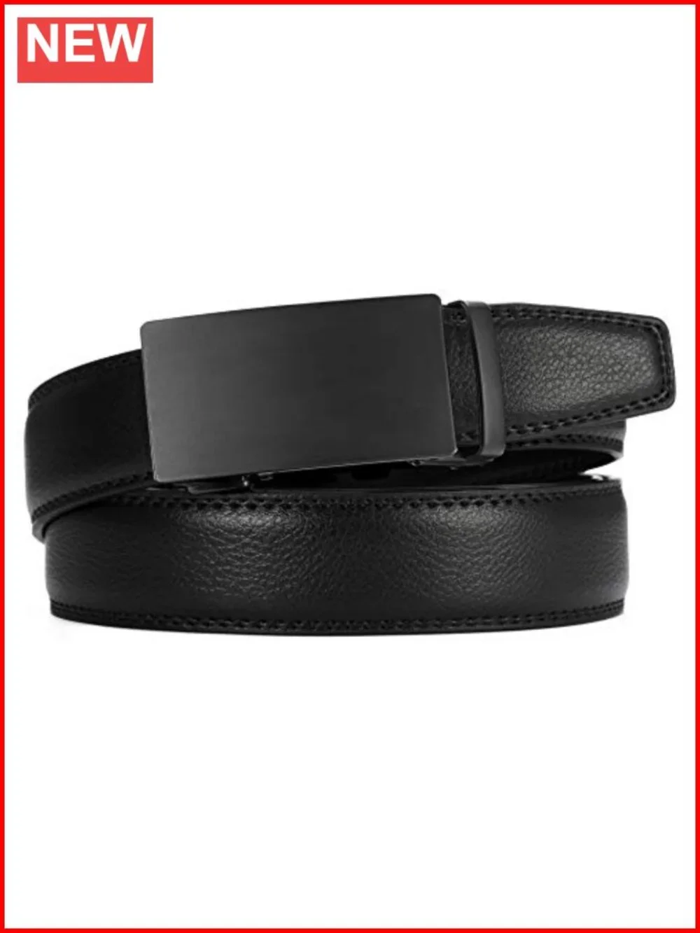 Genuine Leather Ratchet Belt Micro Adjustable for Dress Pants